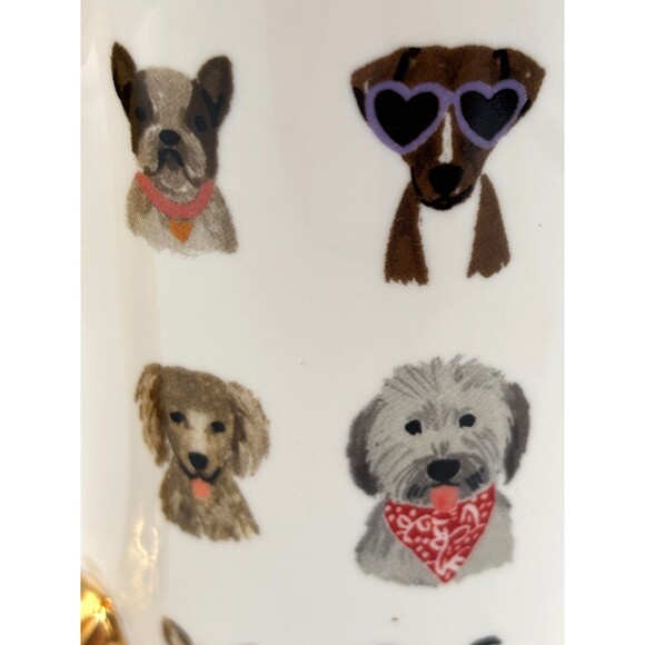 Anthropologie Rifle Paper Co Porcelain Coffee Mug Hot Dogs Gilded Handle & Lid - Picture 11 of 13